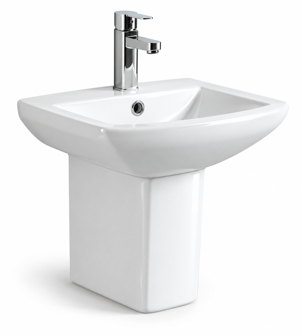FORMOS BASIN WITH HALF PEDESTAL WHITE 46X38