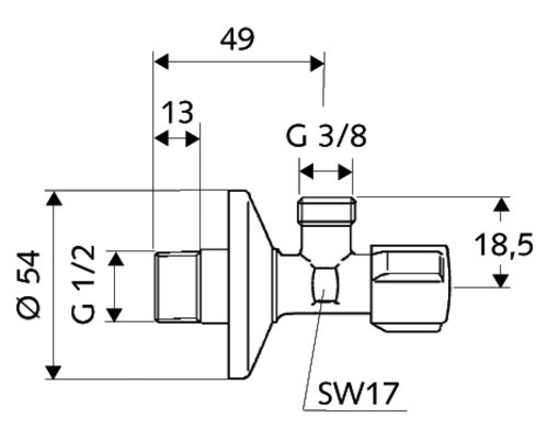 COMFORT REGULATING ANGLE VALVE 1/2″X3/8″