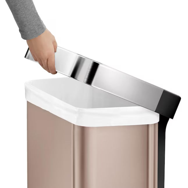 SIMPLEHUMAN 45L ROSE GOLD STAINLESS STEEL BIN