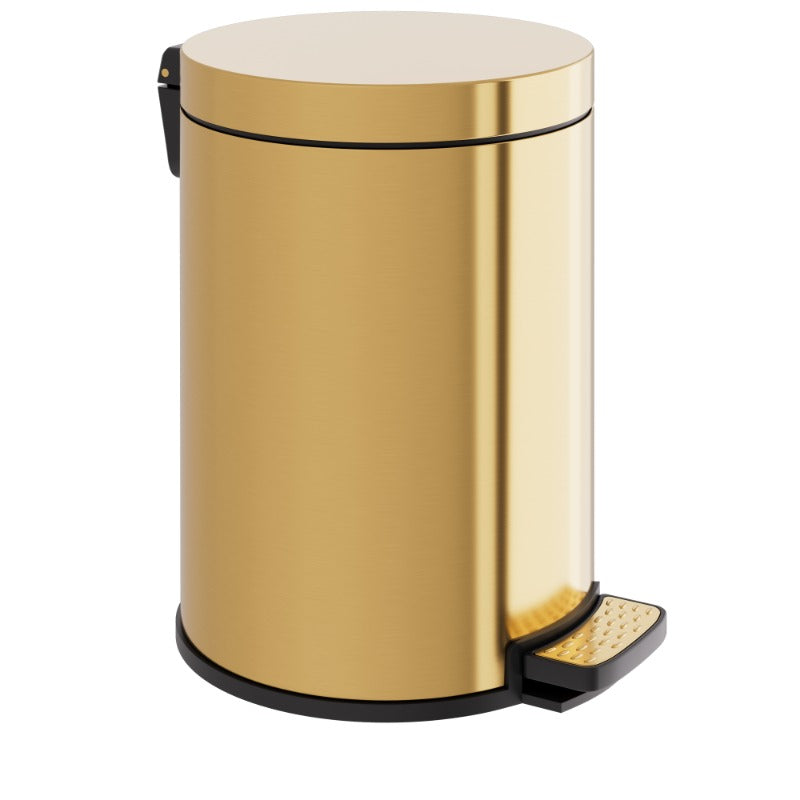 REFUSE BIN ROUND PVD BRUSHED GOLD 6LT SOFT CLOSE