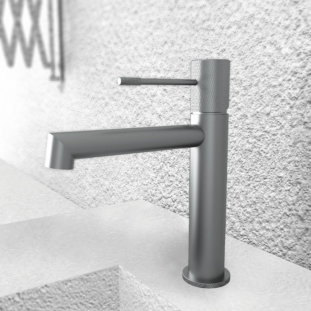 TERRA SINGLE LEVER BASIN MIXER GUN METAL LIGHT