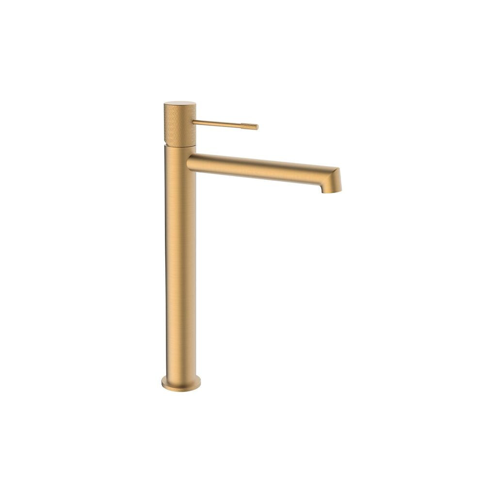 TERRA SINGLE LEVER BASIN MIXER TALL BRUSHED GOLD