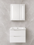 ELEKTRA 602 WALL HUNG BASIN FURNITURE WITH BASIN AND LED ANTI-FOG CABINET MIRROR 600X500X515MM