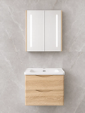 ELEKTRA 603 WALL HUNG BASIN FURNITURE WITH BASIN AND LED ANTI-FOG CABINET MIRROR 600X500X515MM