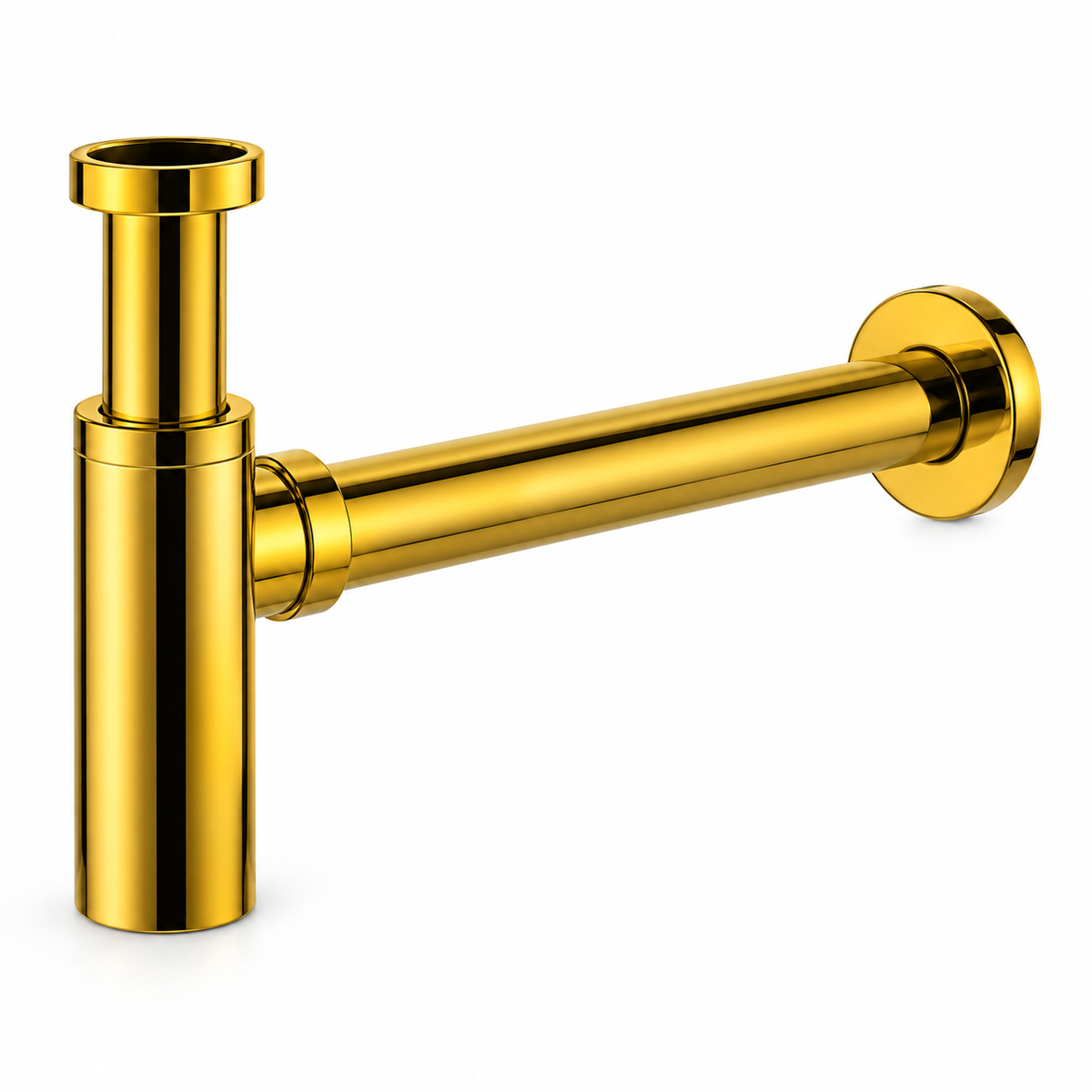 Metal wash basin bottle trap in platinum gold