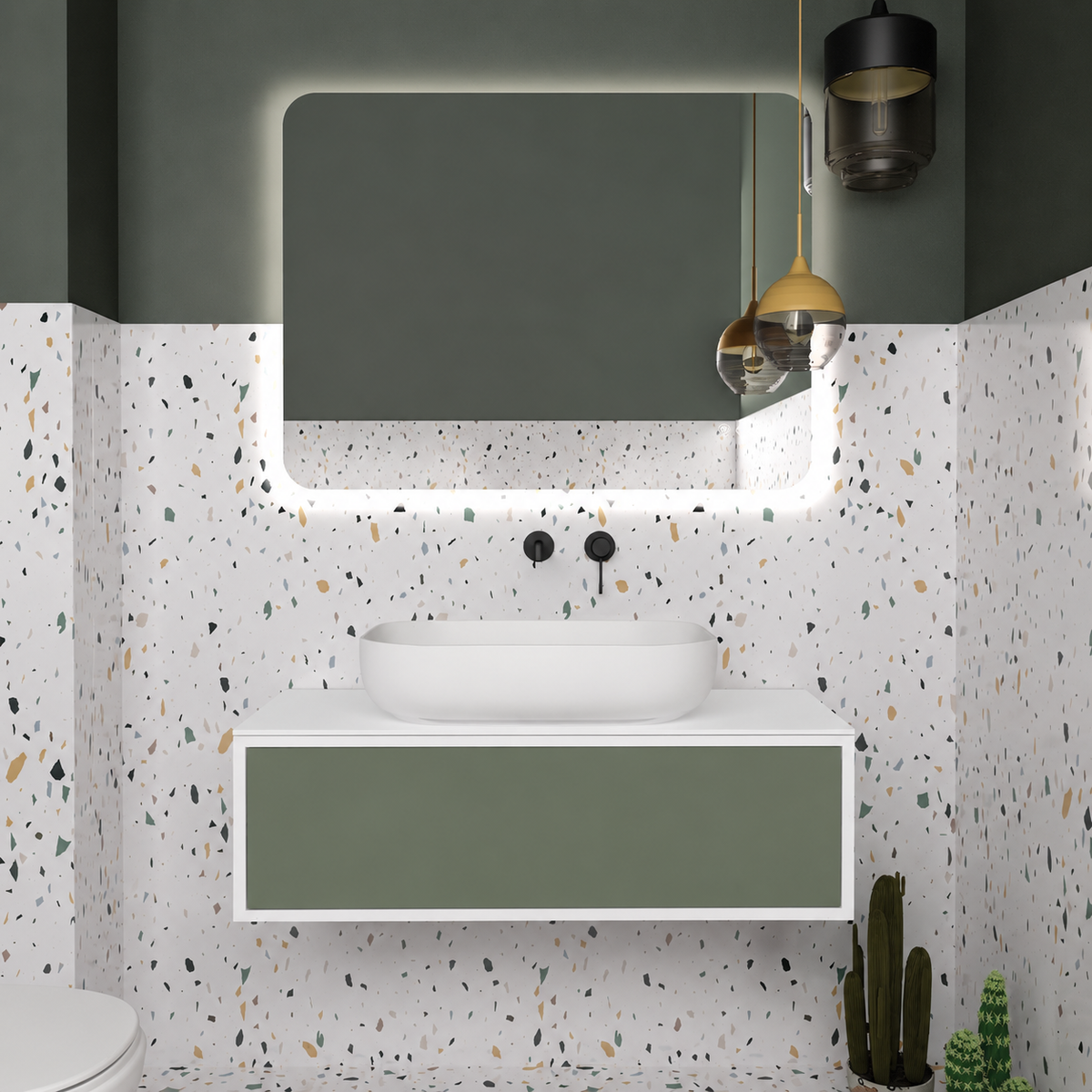 Orabella Drawer vanity — cabinet 6080, drawer 162, white countertop