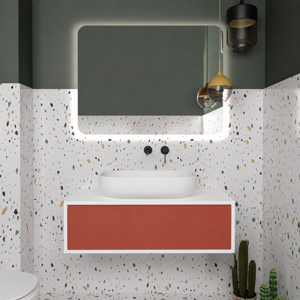 Orabella Drawer vanity — cabinet 6080, drawer 165, white countertop