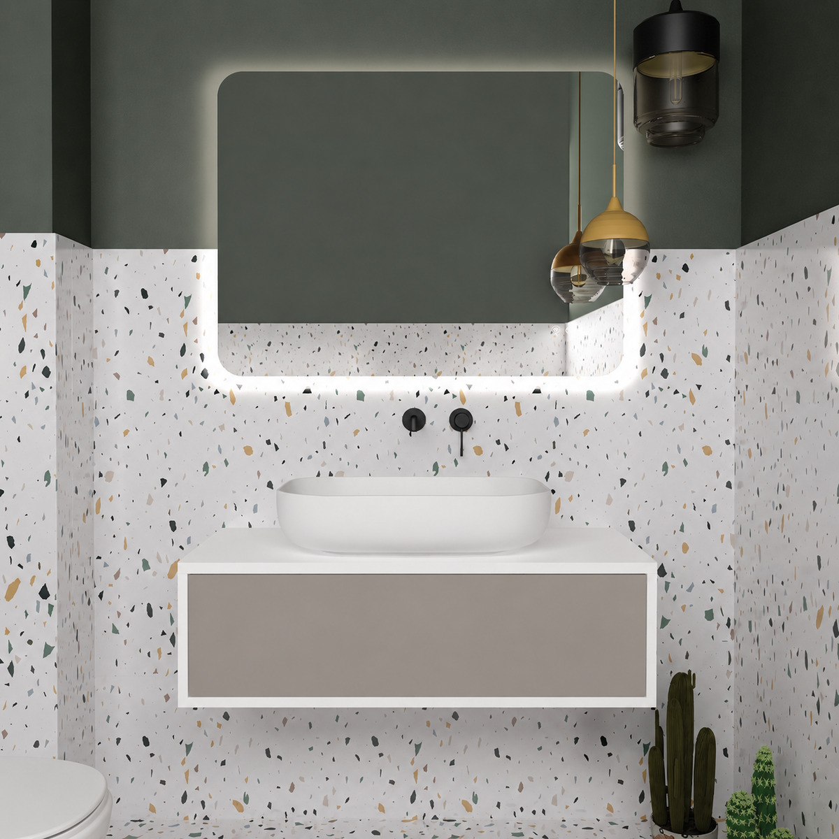 Orabella Drawer vanity — cabinet 6080, drawer 194, white countertop