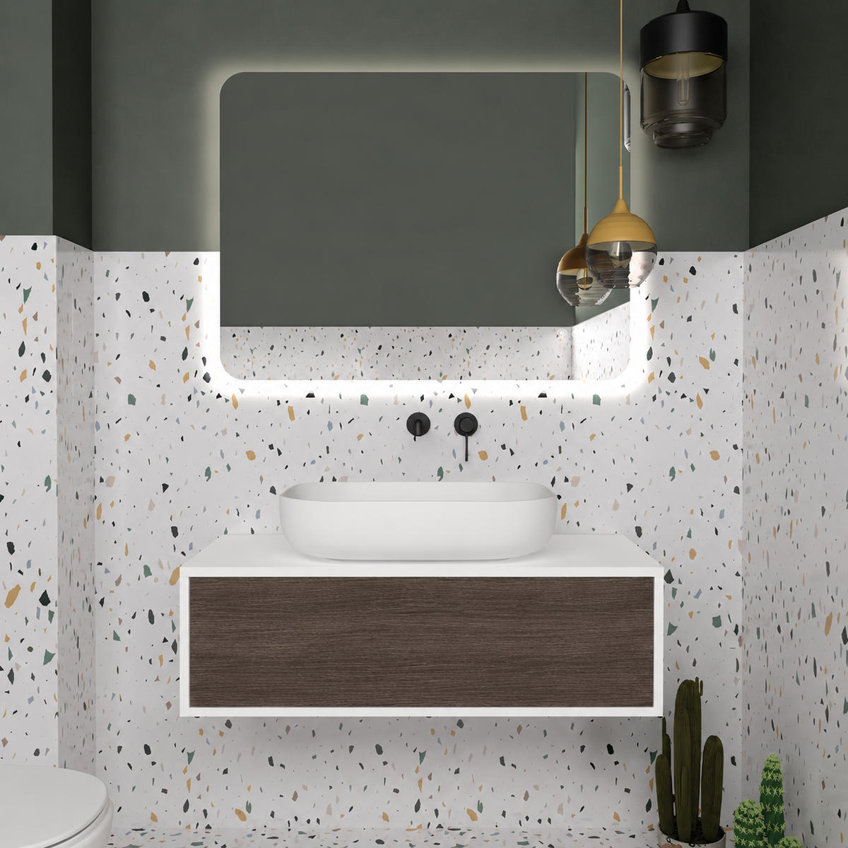 Orabella Drawer vanity — cabinet 6080, drawer 399, white countertop