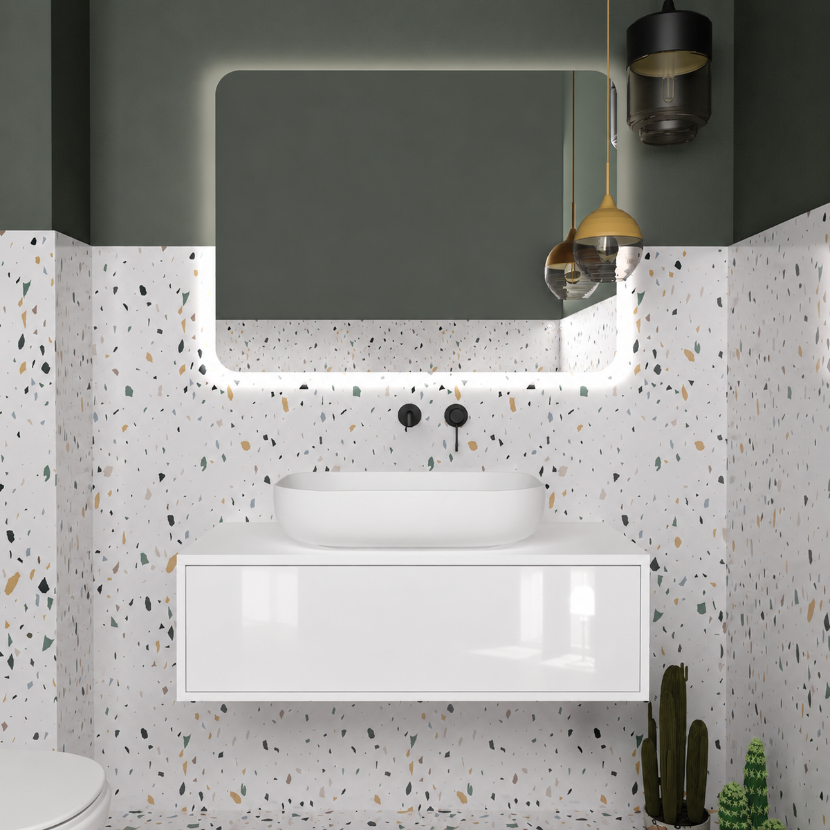 Orabella Drawer vanity — cabinet 6080, drawer 6010, white countertop