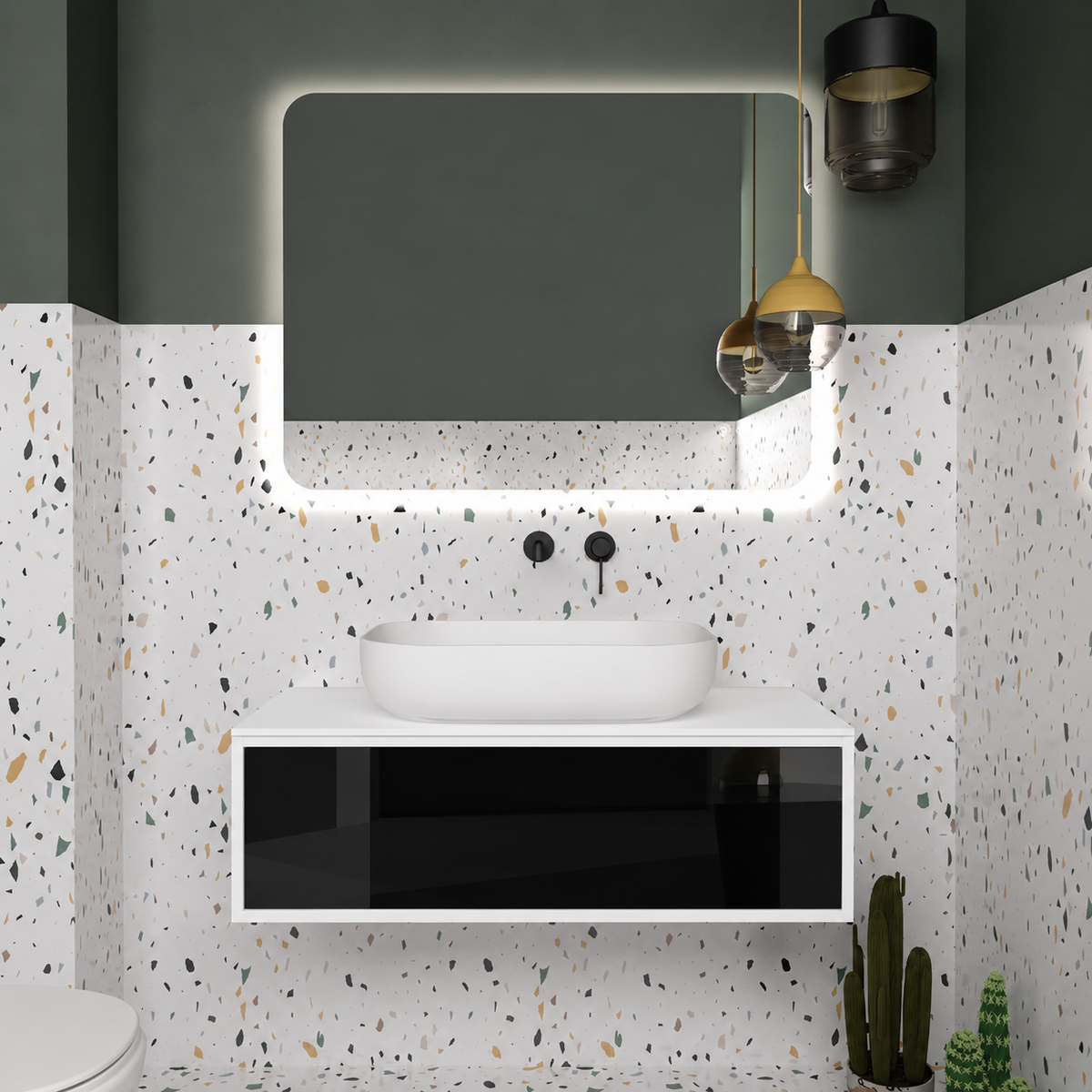 Orabella Drawer vanity — cabinet 6080, drawer 6040, white countertop