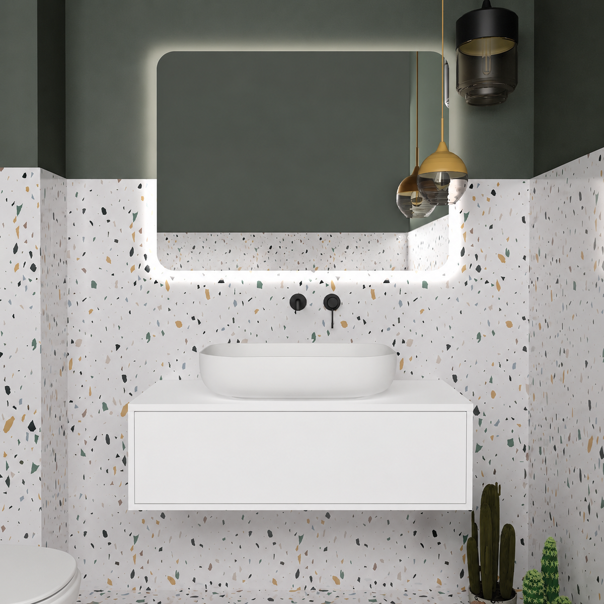 Orabella Drawer vanity — cabinet 6080, drawer 6080, white countertop