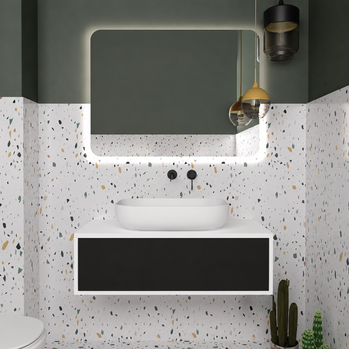 Orabella Drawer vanity — cabinet 6080, drawer 6090, white countertop