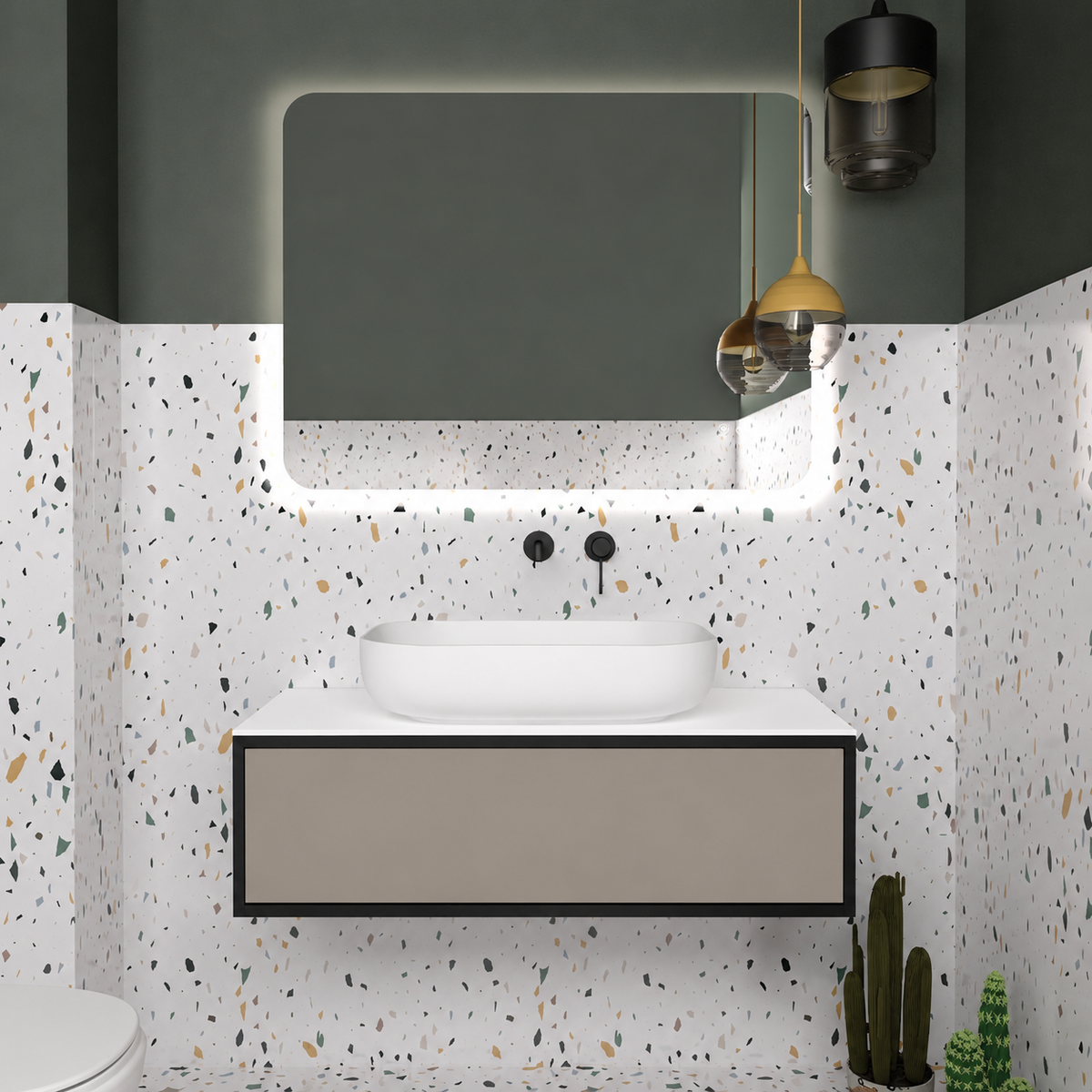 Orabella Drawer vanity — cabinet 6090, drawer 194, white countertop