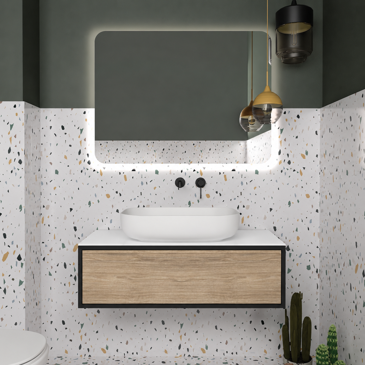 Orabella Drawer vanity — cabinet 6090, drawer 331, white countertop