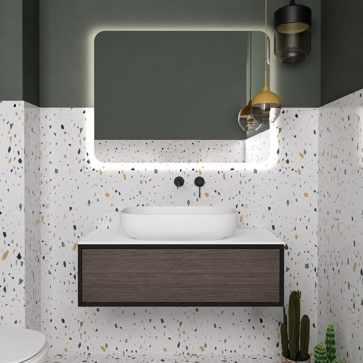 Orabella Drawer vanity — cabinet 6090, drawer 399, white countertop