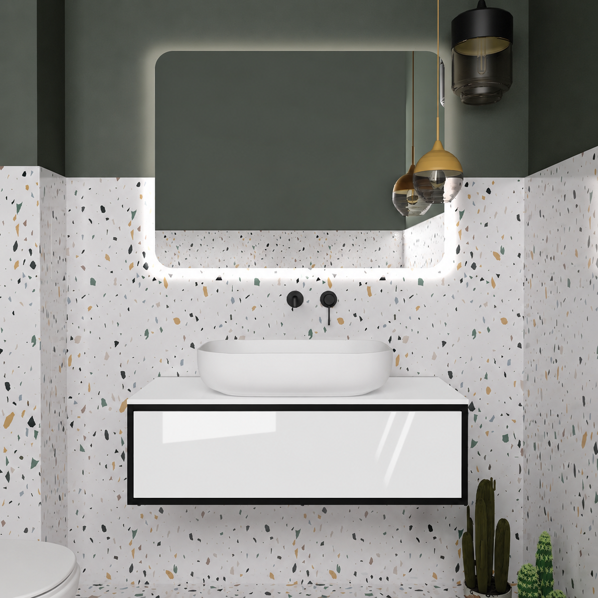 Orabella Drawer vanity — cabinet 6090, drawer 6010, white countertop