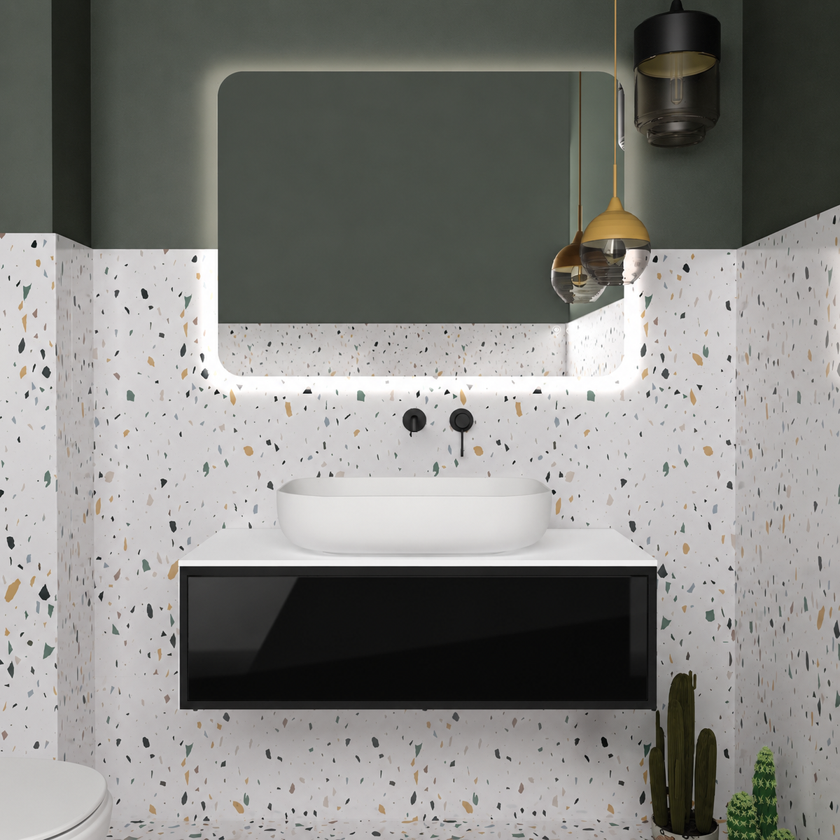 Orabella Drawer vanity — cabinet 6090, drawer 6040, white countertop