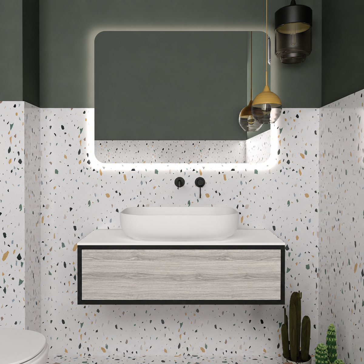 Orabella Drawer vanity — cabinet 6090, drawer 719, white countertop