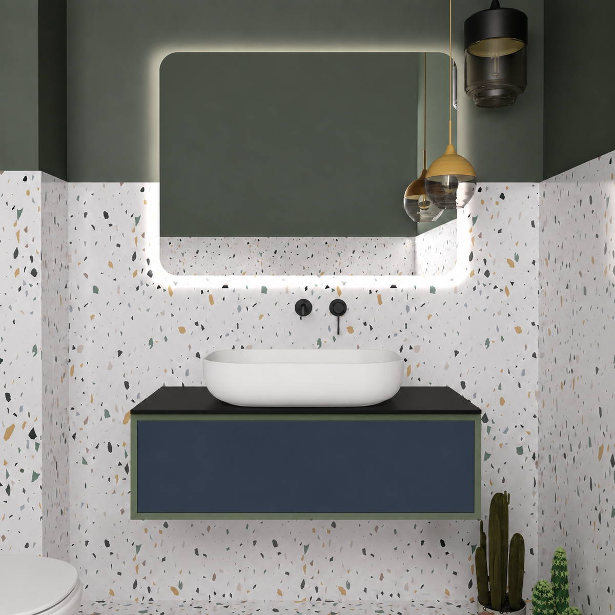 Drawer vanity - cabinet 162 / drawer 167 / Black countertop