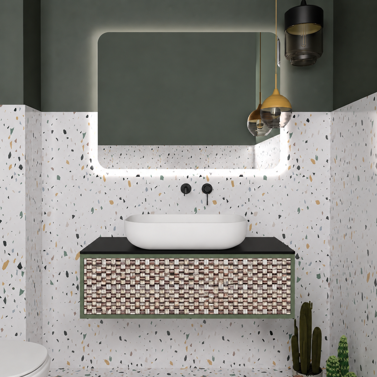Drawer vanity - cabinet 162 / drawer 245 / Black countertop