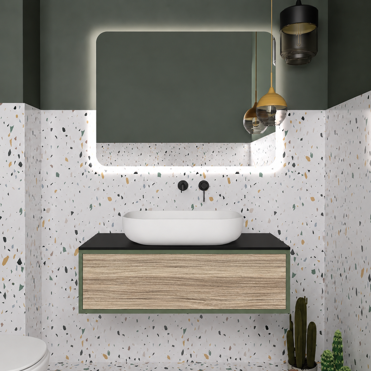 Drawer vanity - cabinet 162 / drawer 390 / Black countertop