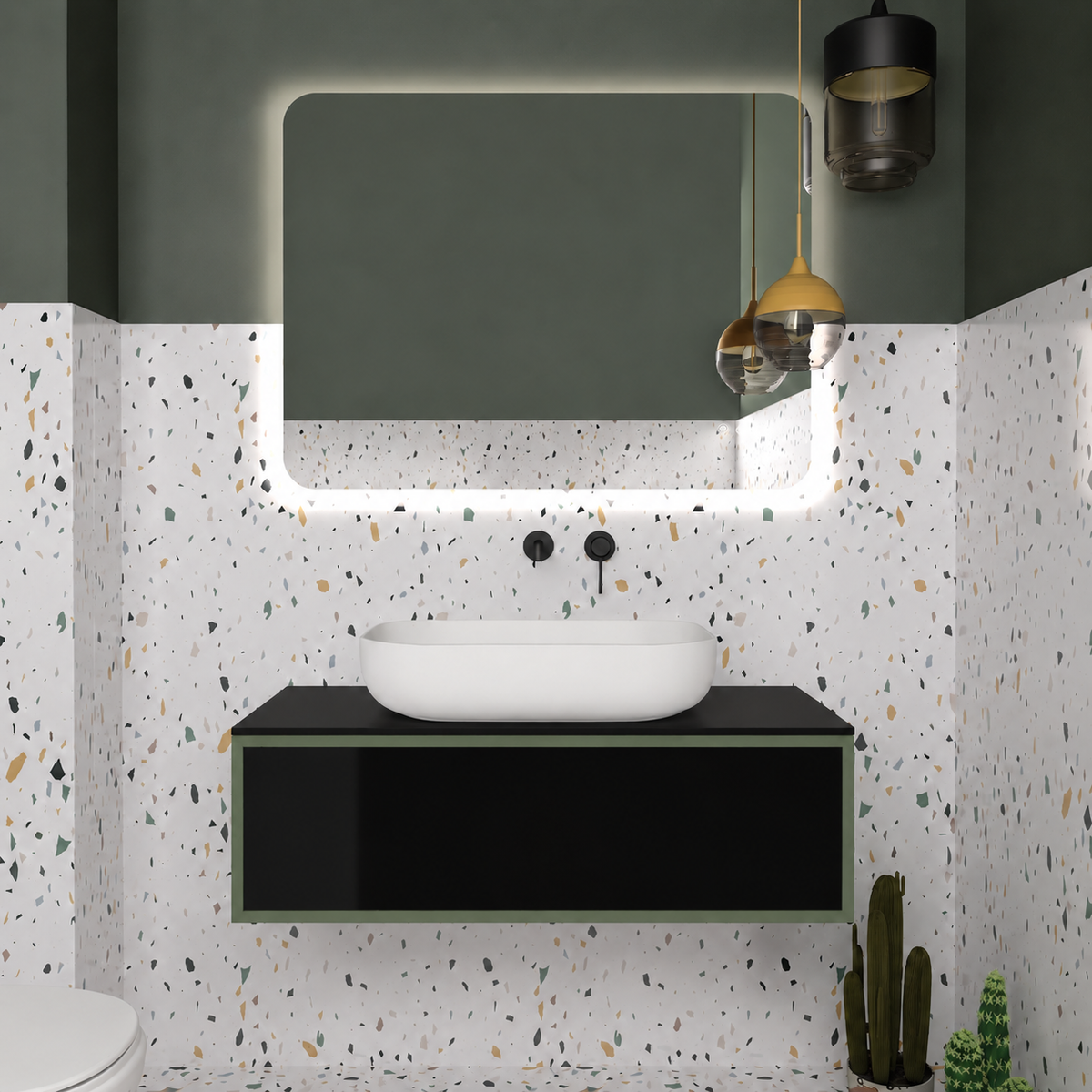 Drawer vanity - cabinet 162 / drawer 6040 / Black countertop