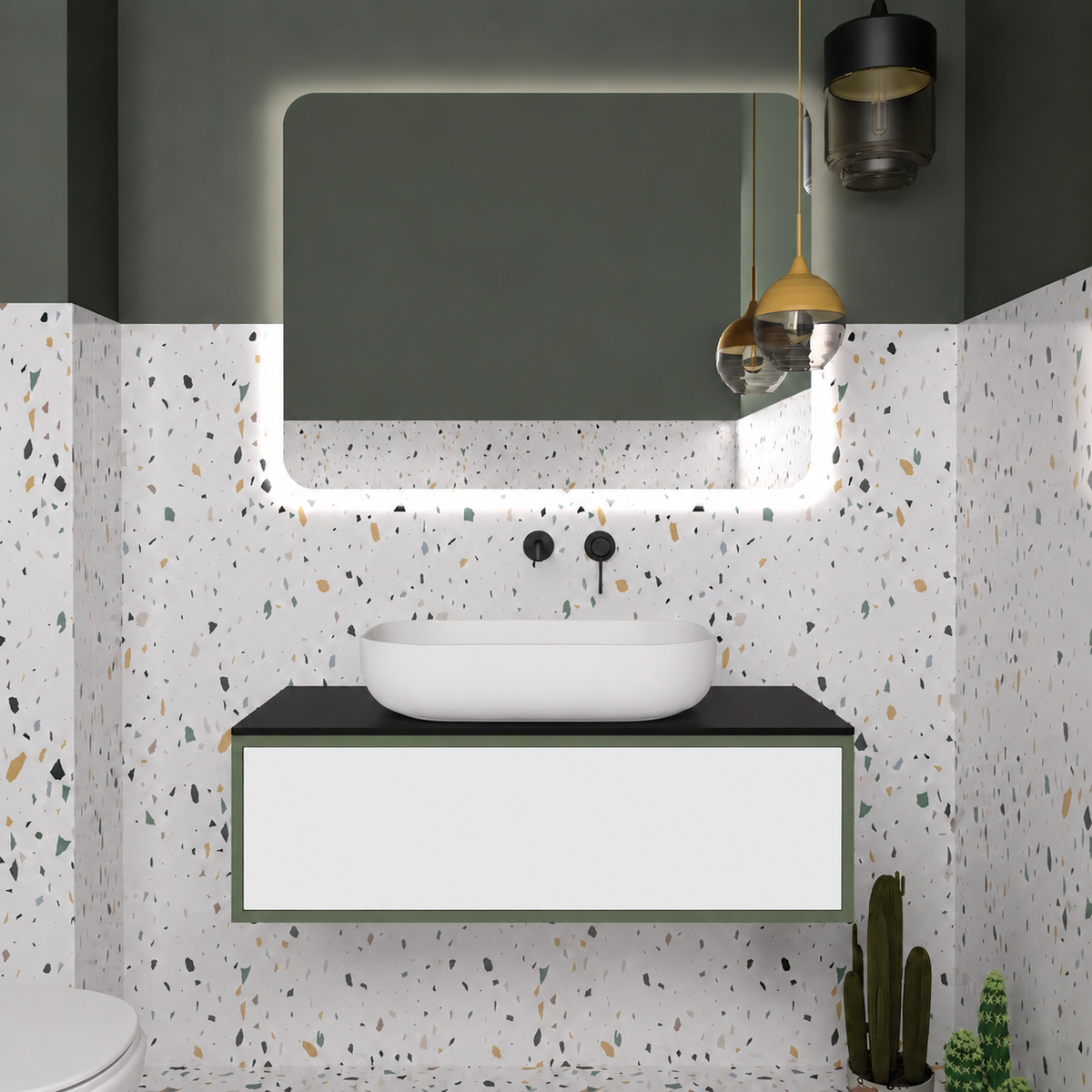 Drawer vanity - cabinet 162 / drawer 6080 / Black countertop