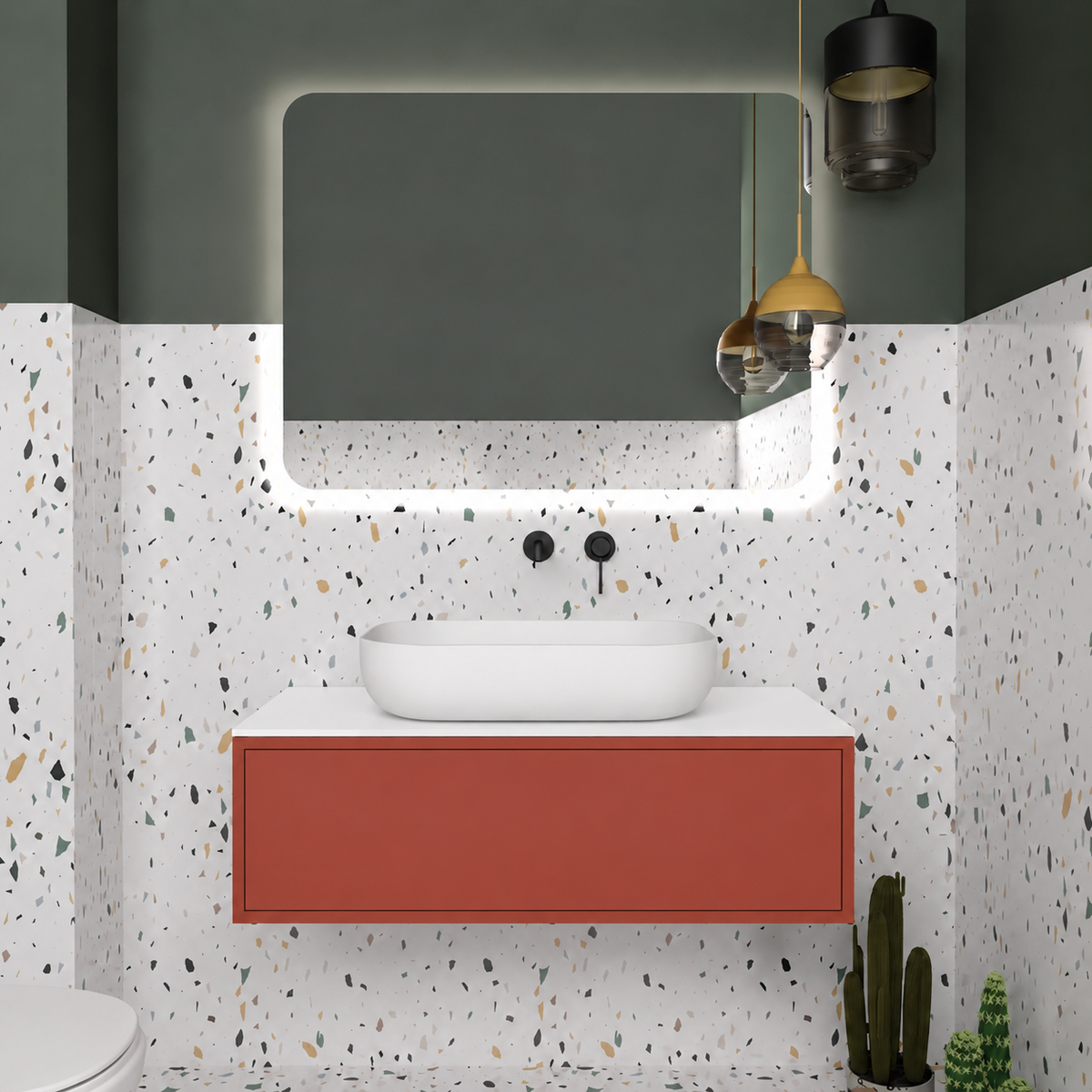 Drawer vanity - cabinet 165 / drawer 165 / White countertop