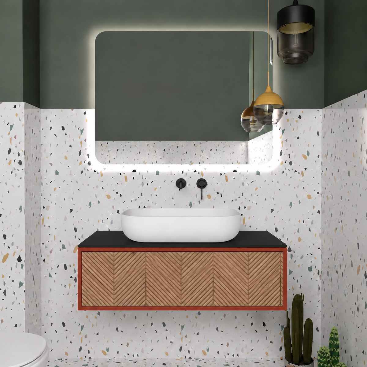 Drawer vanity - cabinet 165 / drawer 270 / Black countertop