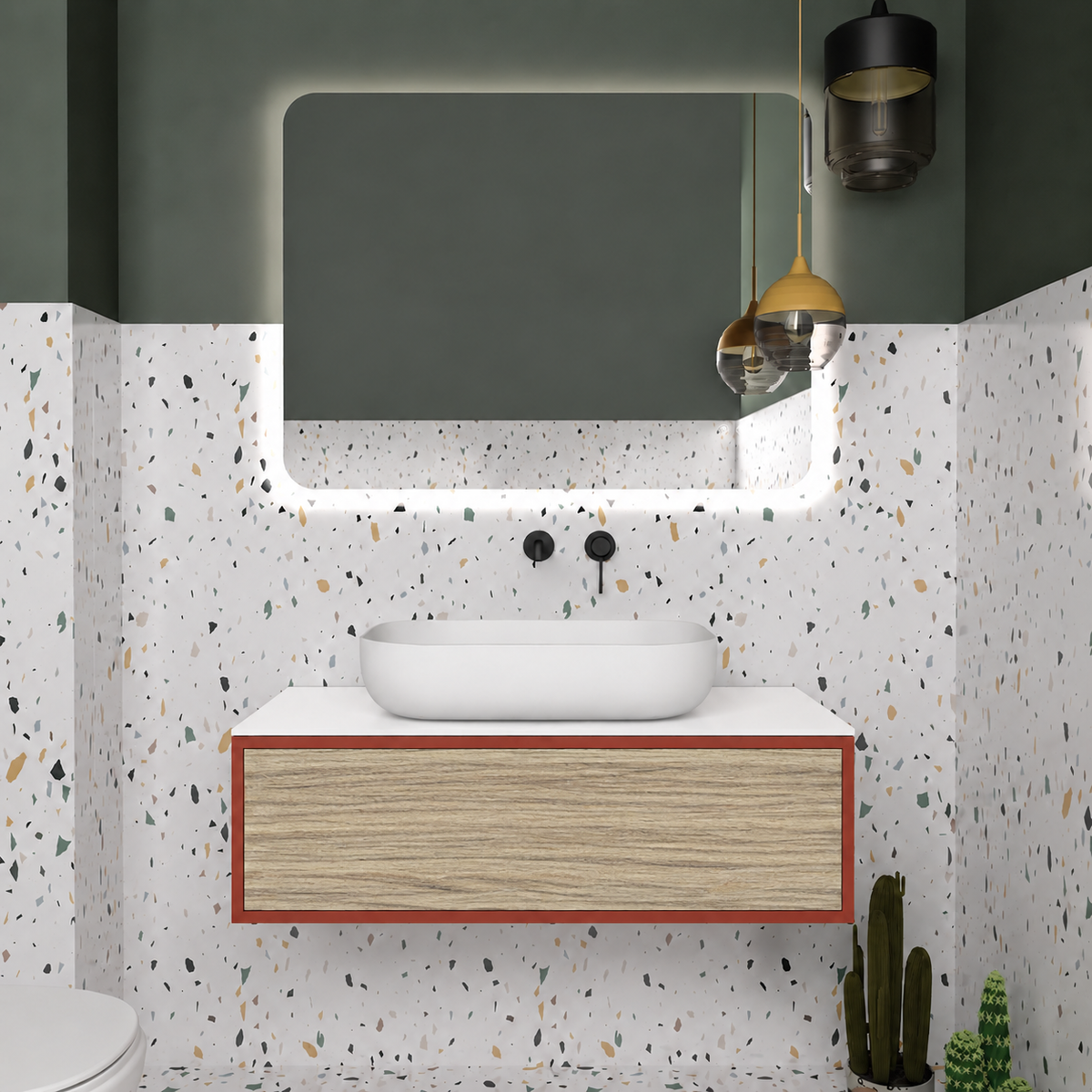 Drawer vanity - cabinet 165 / drawer 390 / White countertop
