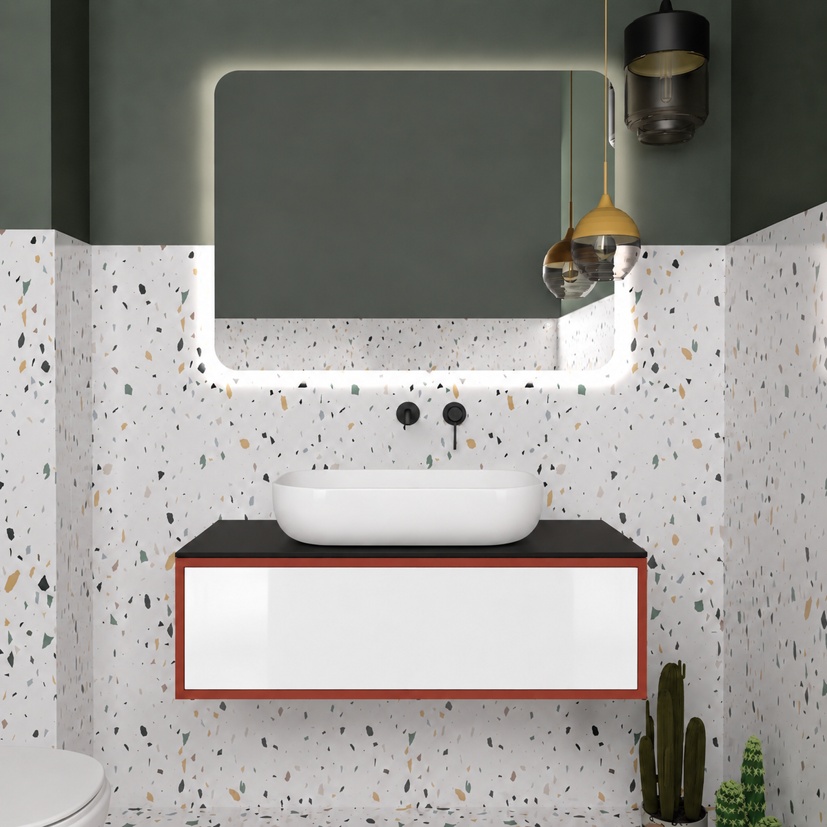 Drawer vanity - cabinet 165 / drawer 6010 / Black countertop