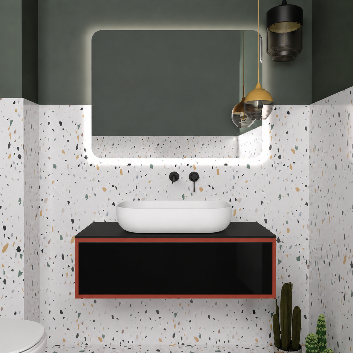 Drawer vanity - cabinet 165 / drawer 6040 / Black countertop