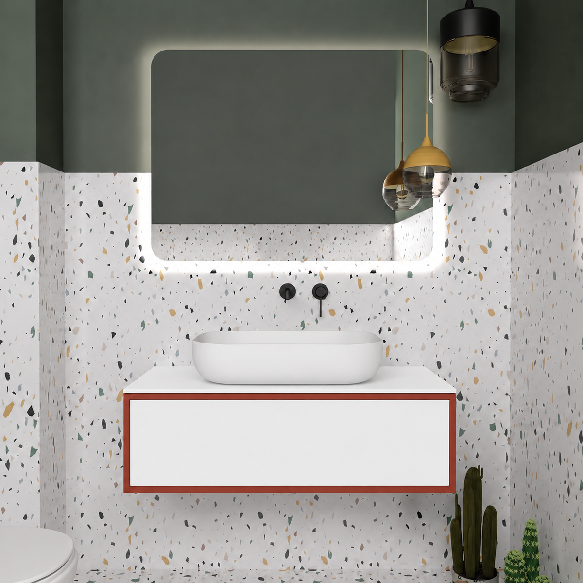 Drawer vanity - cabinet 165 / drawer 6080 / White countertop