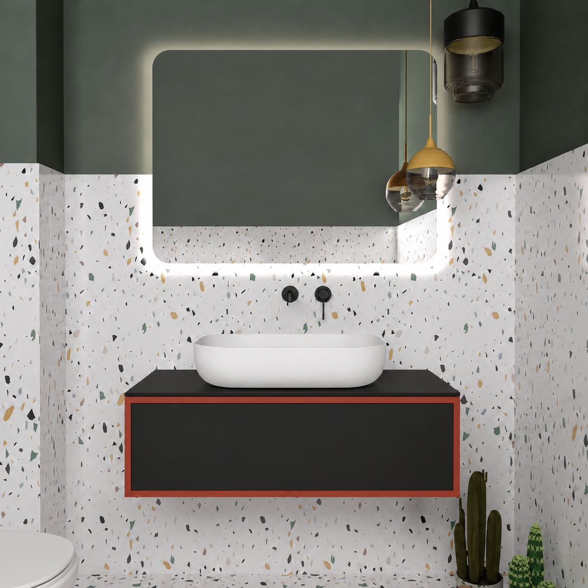 Drawer vanity - cabinet 165 / drawer 6090 / Black countertop