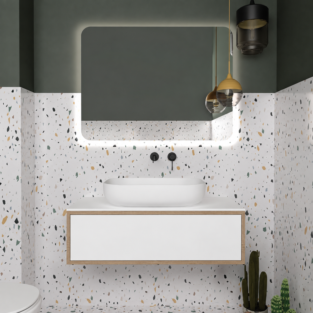 Drawer vanity — cabinet390 / drawer101 / White countertop
