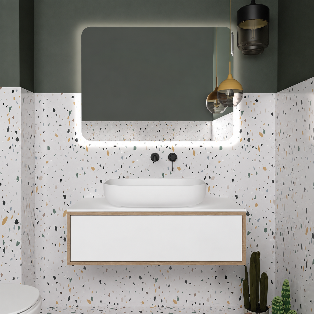 Drawer vanity — cabinet390 / drawer101 / White countertop