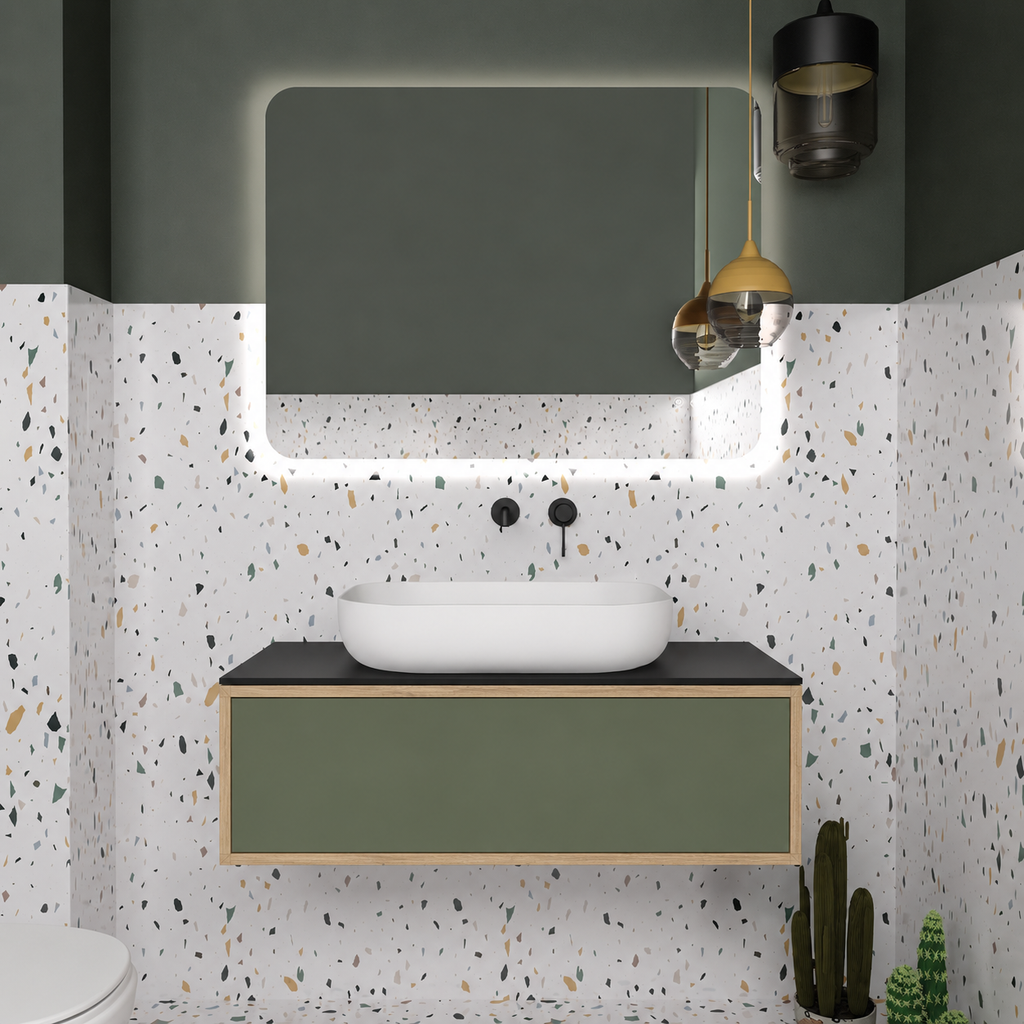 Drawer vanity — cabinet390 / drawer162 / Black countertop