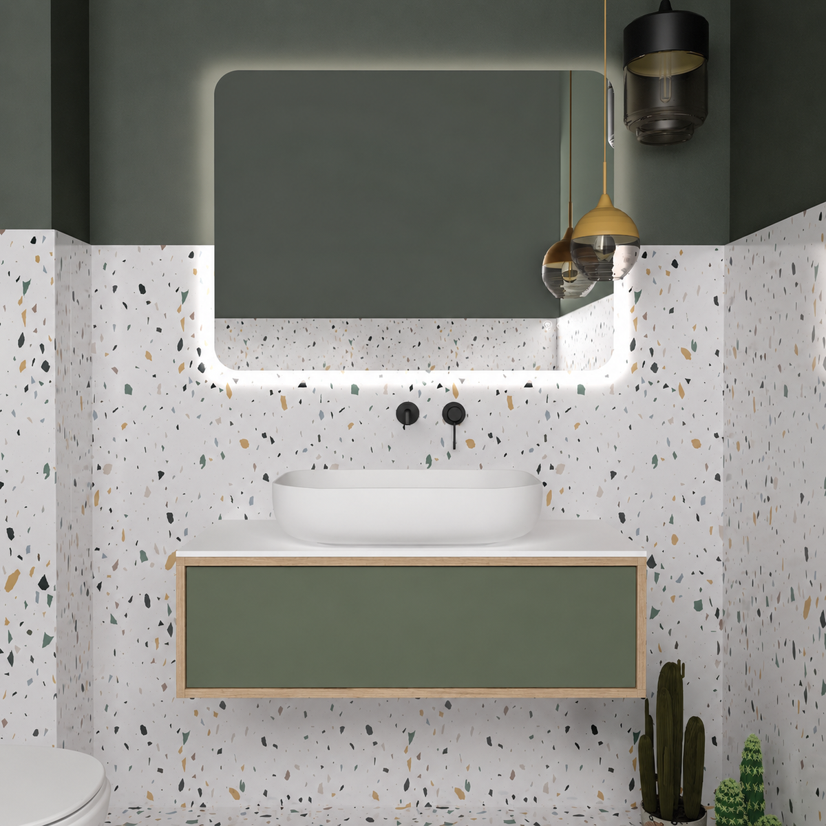 Drawer vanity — cabinet390 / drawer162 / White countertop