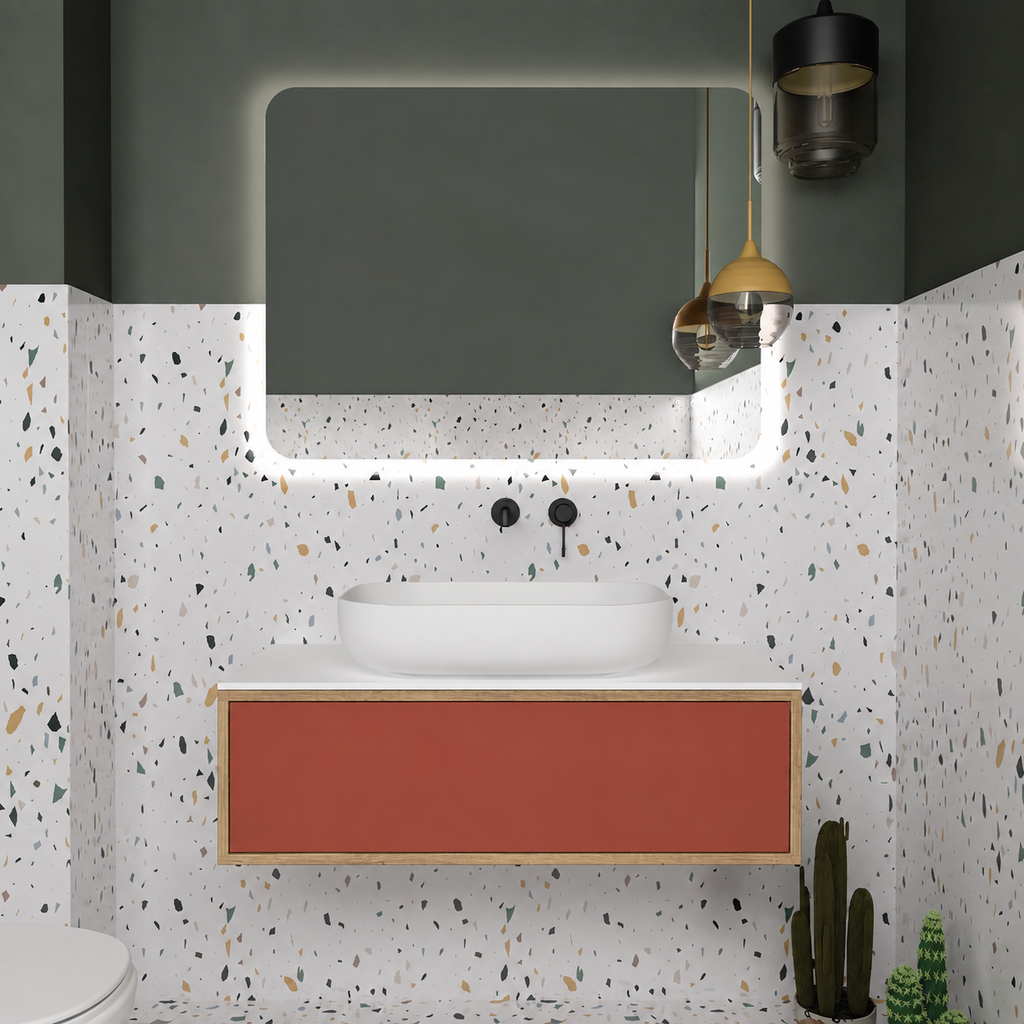 Drawer vanity — cabinet390 / drawer165 / White countertop