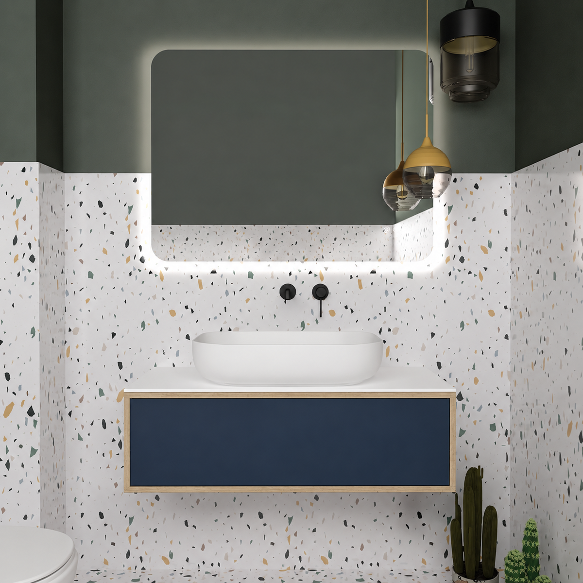 Drawer vanity — cabinet390 / drawer167 / White countertop