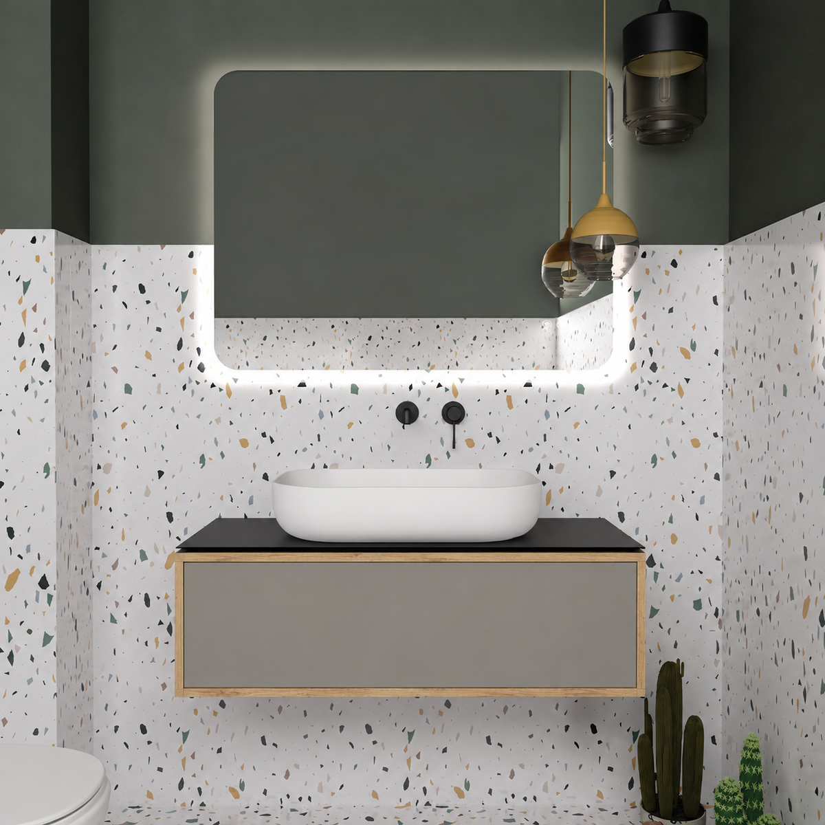 Drawer vanity — cabinet390 / drawer194 / Black countertop