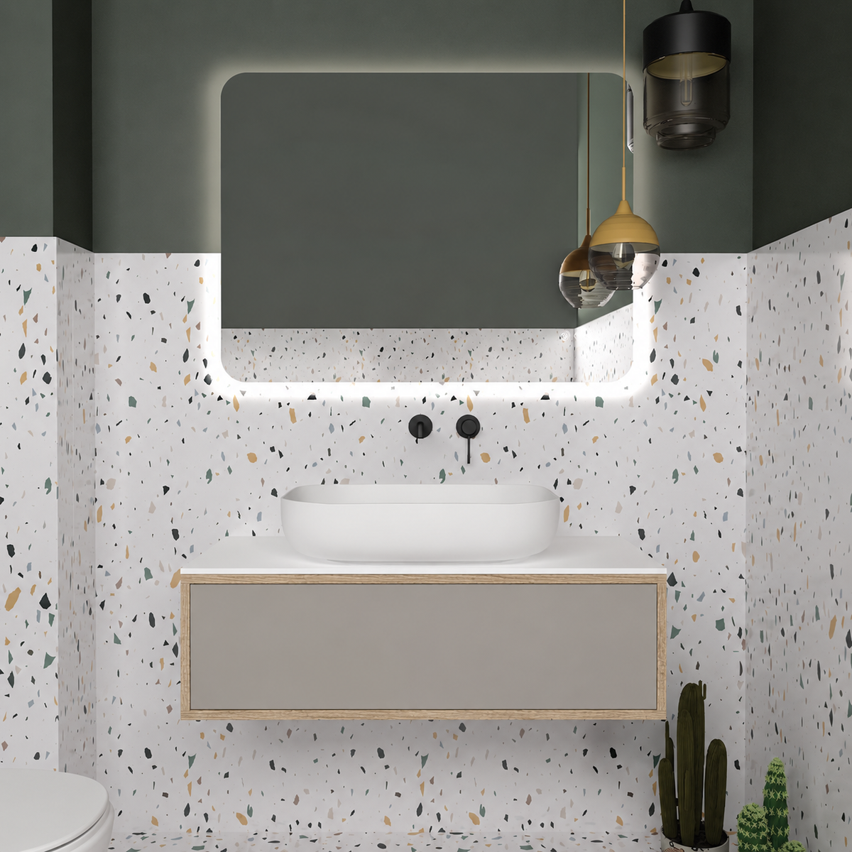 Drawer vanity — cabinet390 / drawer194 / White countertop
