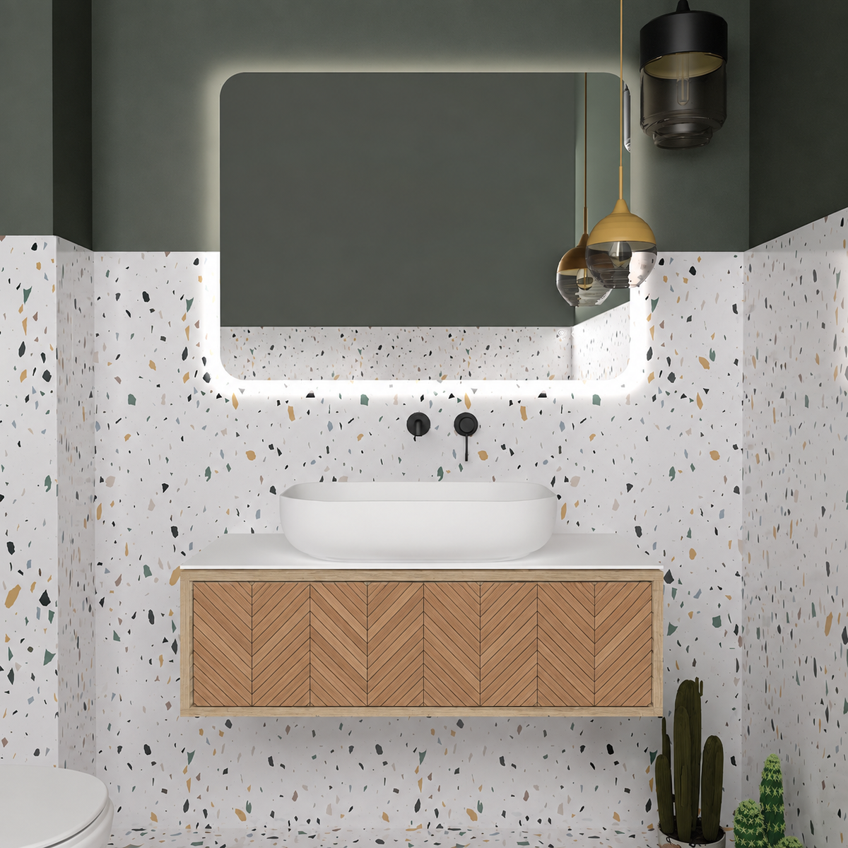 Drawer vanity — cabinet390 / drawer270 / White countertop