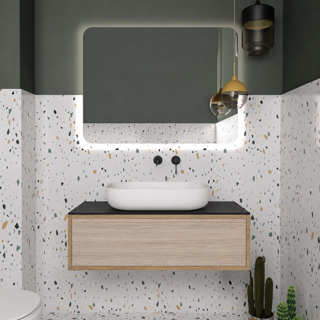Drawer vanity — cabinet390 / drawer326 / Black countertop
