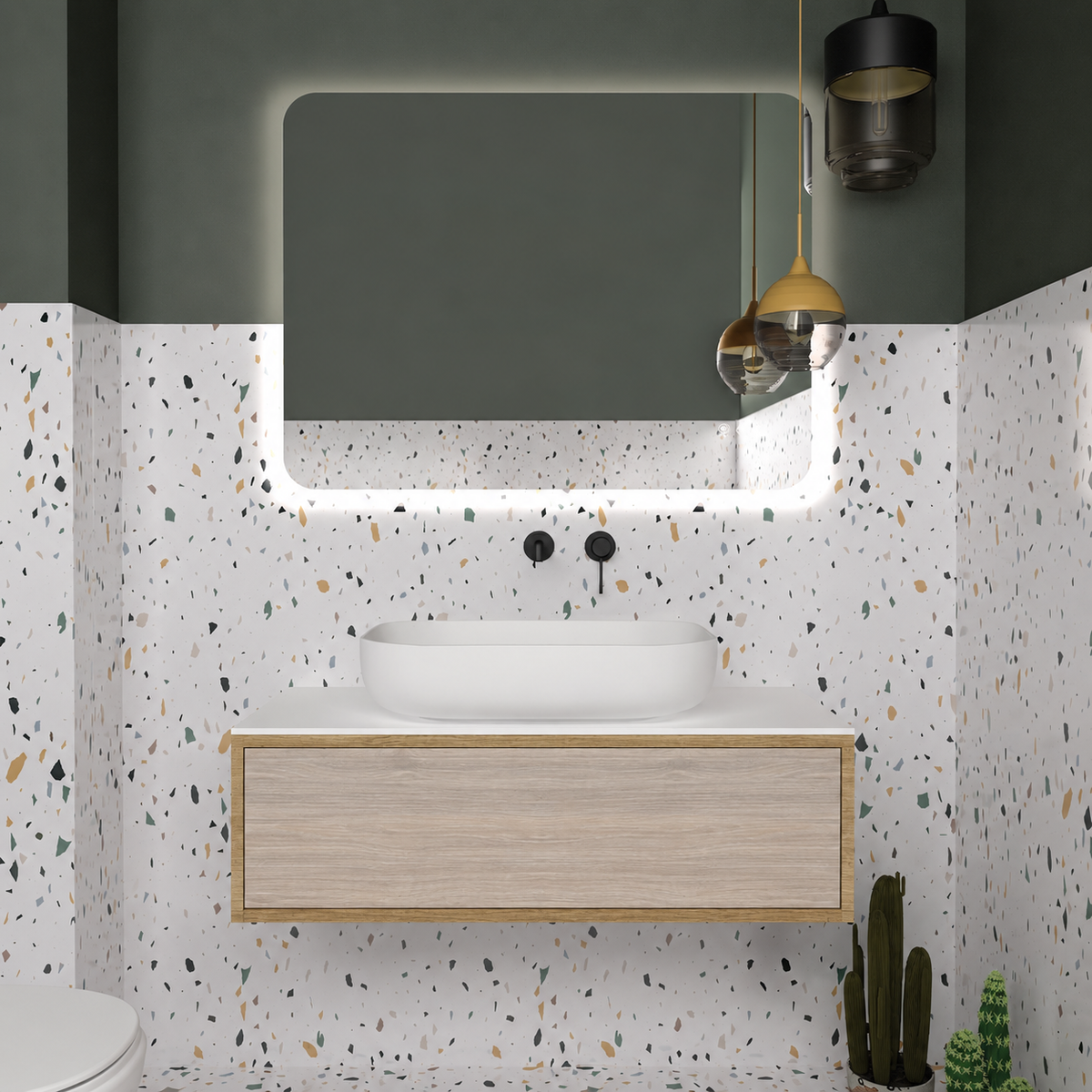 Drawer vanity — cabinet390 / drawer326 / White countertop