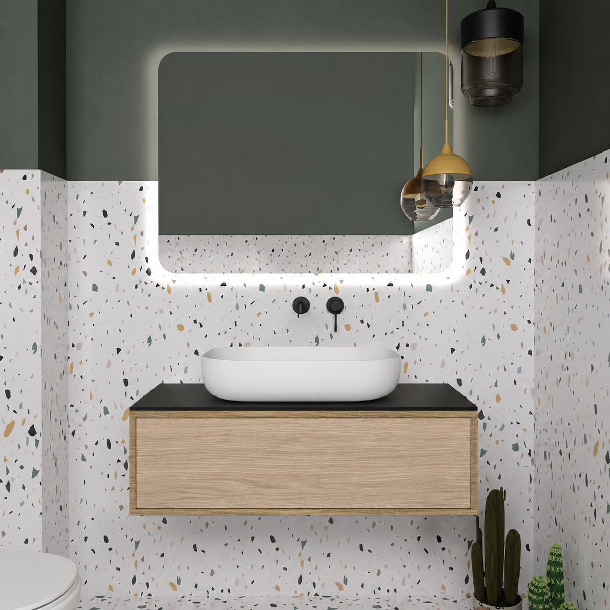 Drawer vanity — cabinet390 / drawer331 / Black countertop