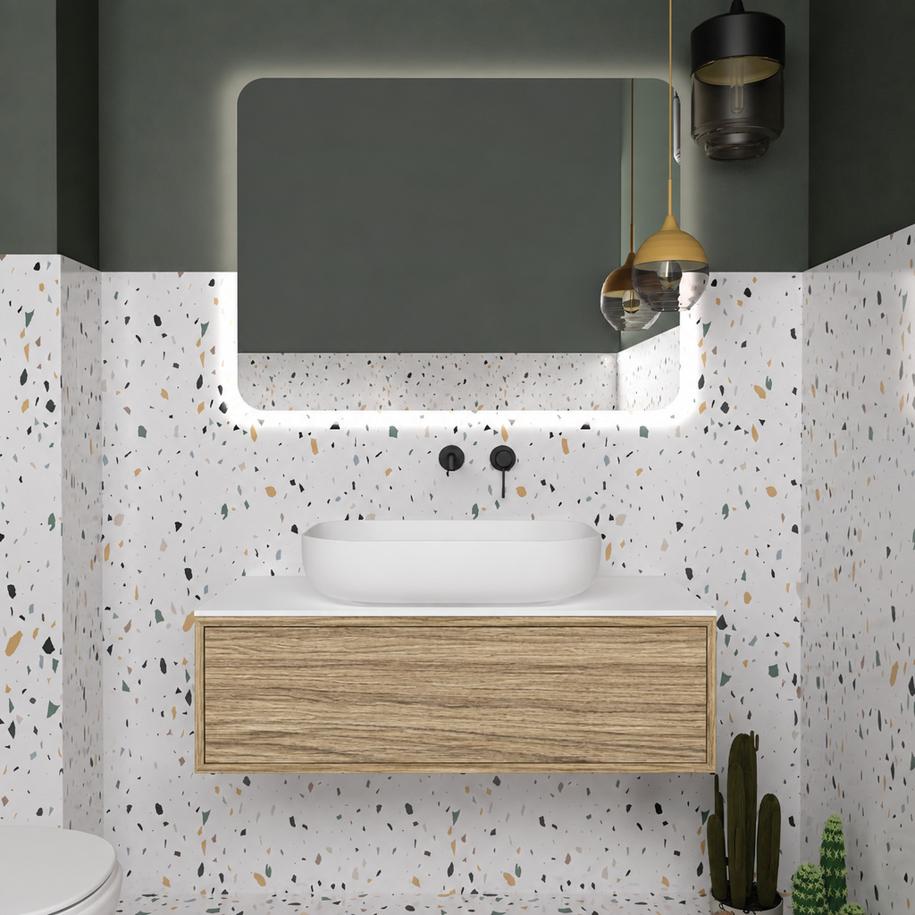 Drawer vanity — cabinet390 / drawer390 / White countertop