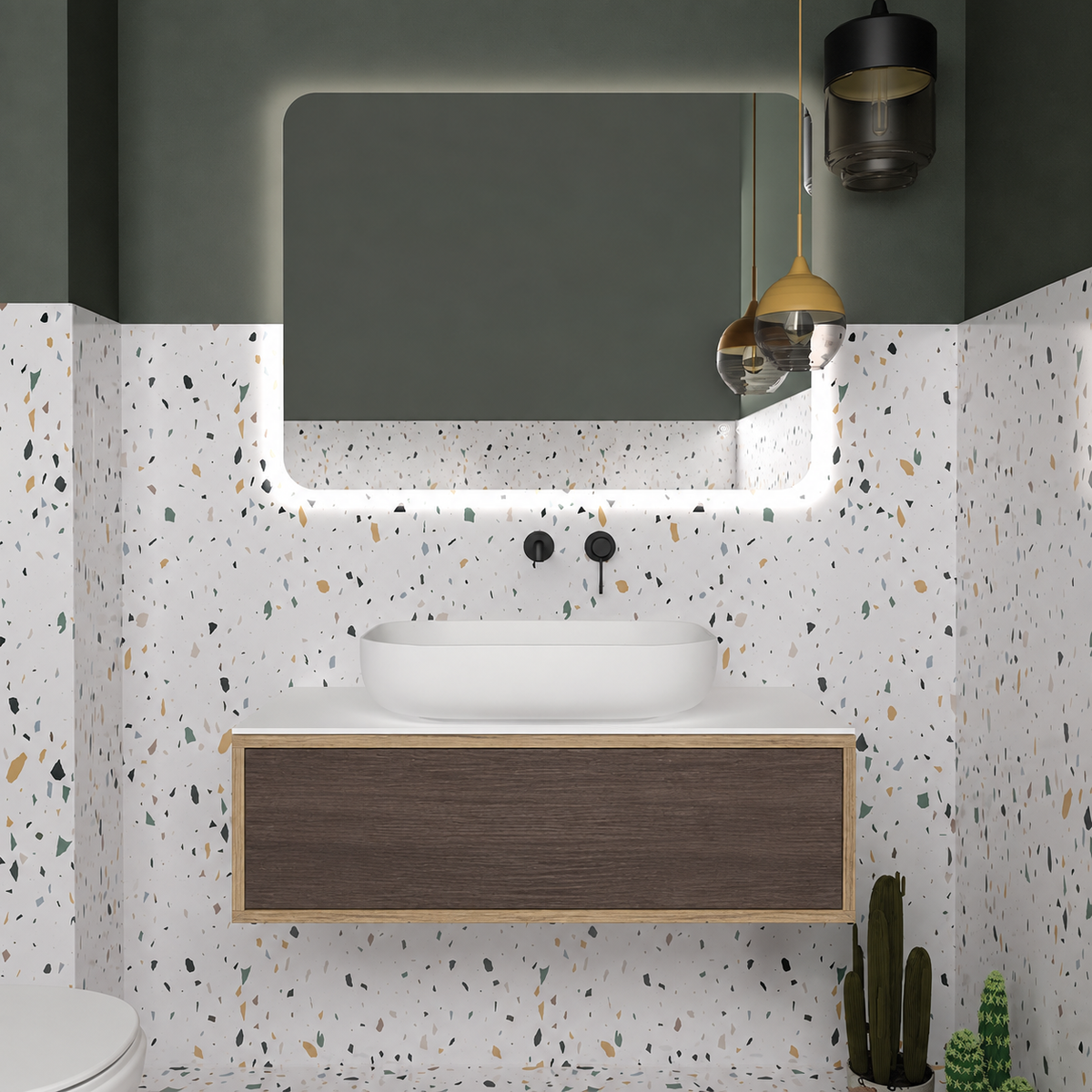 Drawer vanity — cabinet390 / drawer399 / White countertop