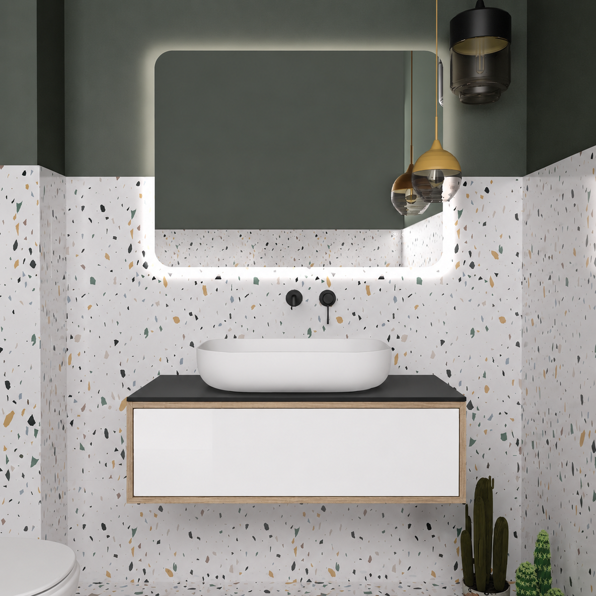 Drawer vanity — cabinet390 / drawer6010 / Black countertop